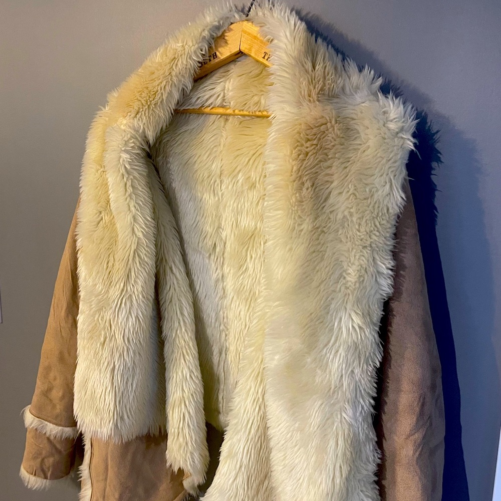 Faux shearling swing coat